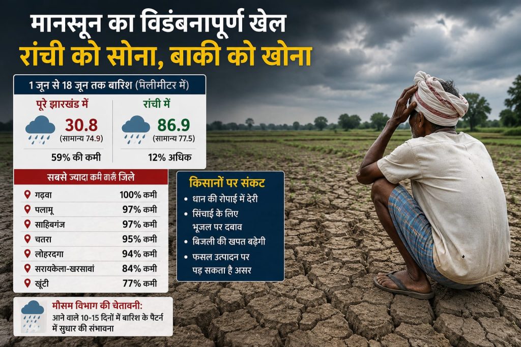 झारखंड में बारिश की लॉटरी सिर्फ रांची के नाम! बाकी जिलों में सूखे का सन्नाटा