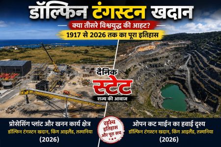 1917 से 2026 तक डॉल्फिन टंगस्टन खदान का इतिहास, विश्व युद्ध और वैश्विक रणनीति को दर्शाती सांकेतिक तस्वीर।