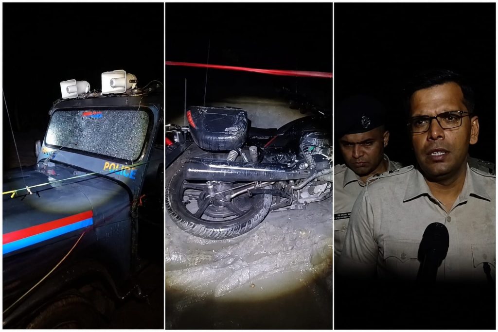 धनबाद के बरवाअड्डा में पुलिस मुठभेड़ के बाद घटनास्थल पर तैनात पुलिस बल